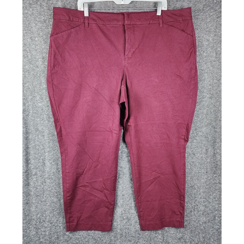 Old Navy Pixie High Rise Pants Women 22 Plus Burgundy Secret Slim Pockets